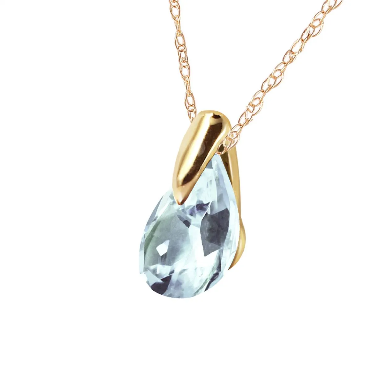 0.68 Carat 14K Solid Yellow Gold Necklace Natural Aquamarine