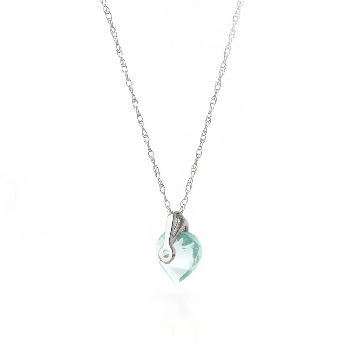 1.15 Carat 14K Solid White Gold No Substitutes Aquamarine Necklace