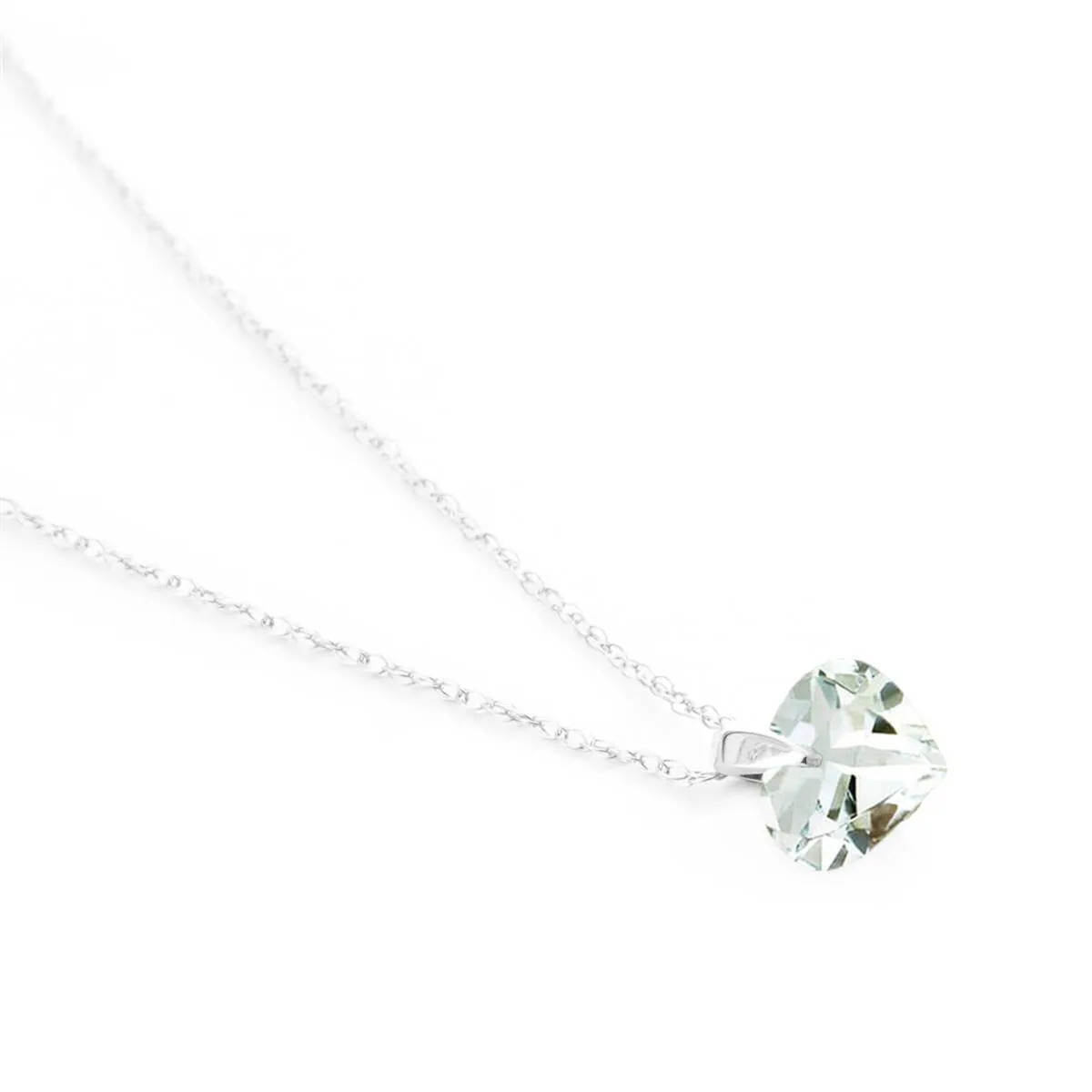 1.15 Carat 14K Solid White Gold No Substitutes Aquamarine Necklace