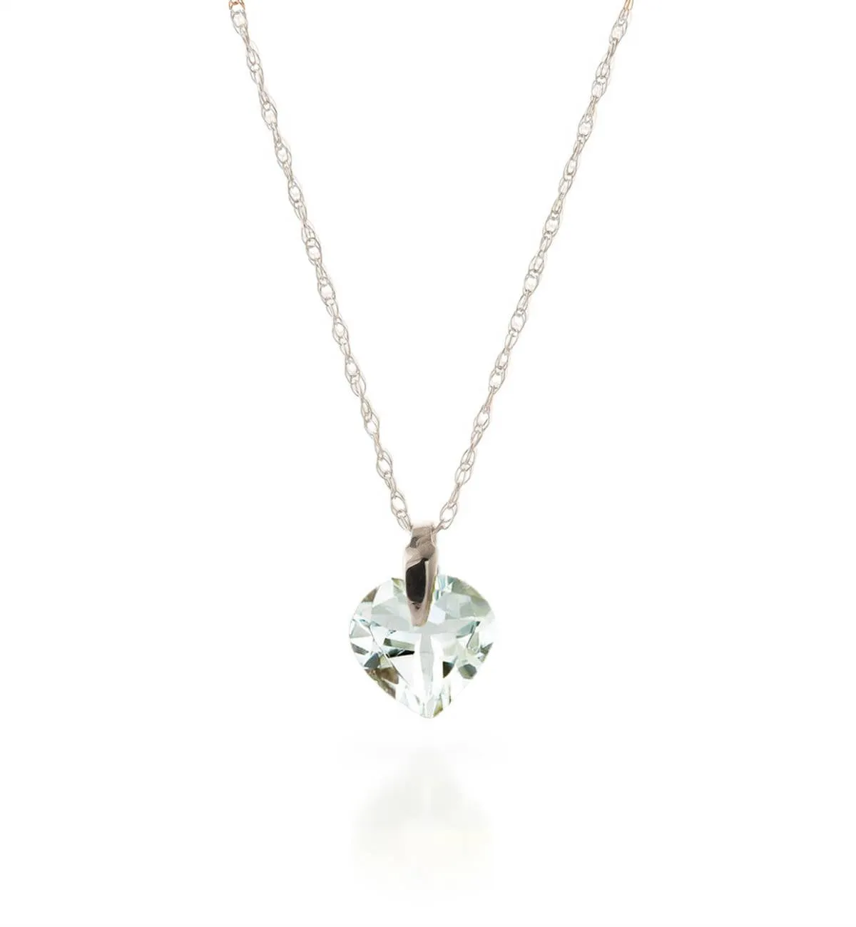1.15 Carat 14K Solid White Gold No Substitutes Aquamarine Necklace