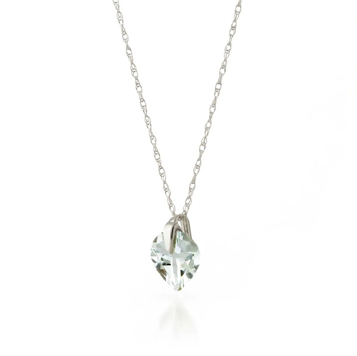 1.15 Carat 14K Solid White Gold No Substitutes Aquamarine Necklace