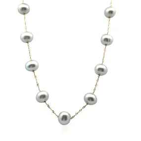 14 Karat Yellow Tin Cup Pearls Necklace