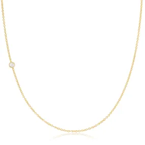14K Gold Asymmetrical Birthstone Necklace - Pearl (June)