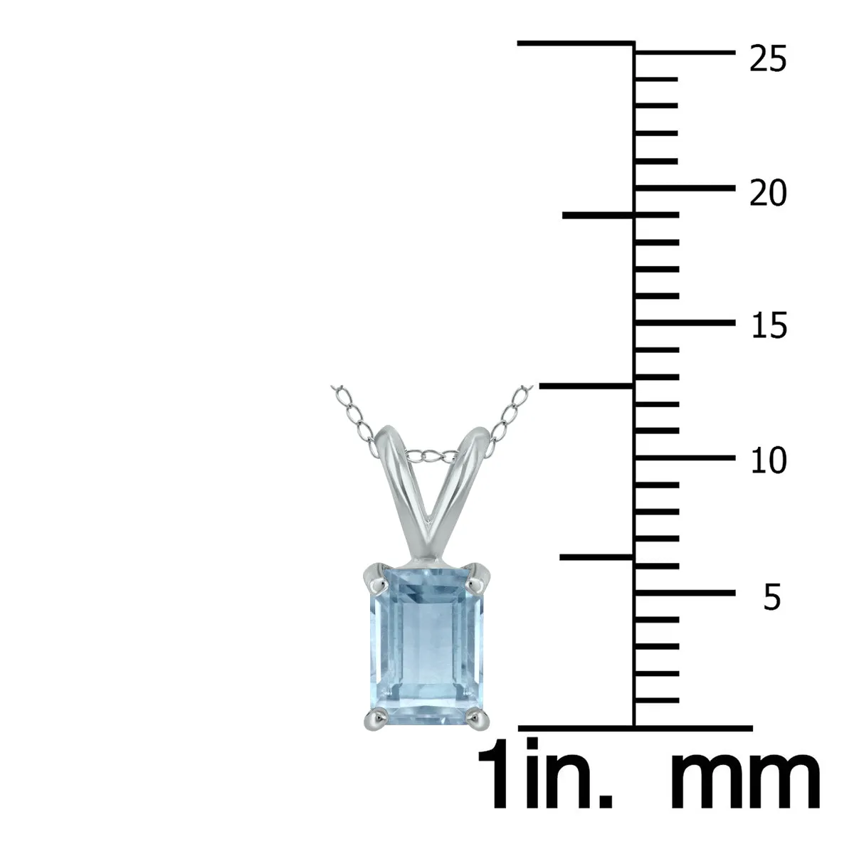 14K White Gold 6X4Mm Emerald Shaped Aquamarine Pendant