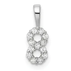14k White Gold Polished Finish with Diamonds Number 8 Pendant