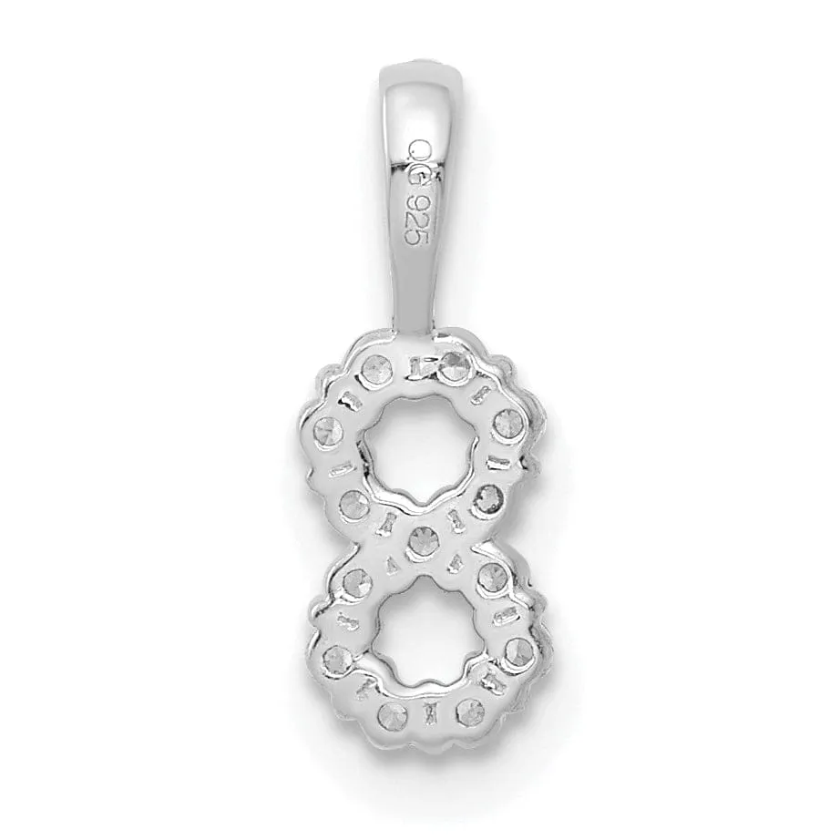 14k White Gold Polished Finish with Diamonds Number 8 Pendant
