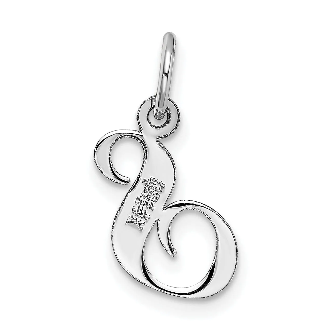 14K White Gold Small Size Fancy Script Letter S Initial Pendant