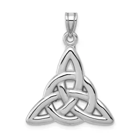 14k White Gold Textured Polished Finish Mens Trinity Knot Design Charm Pendant