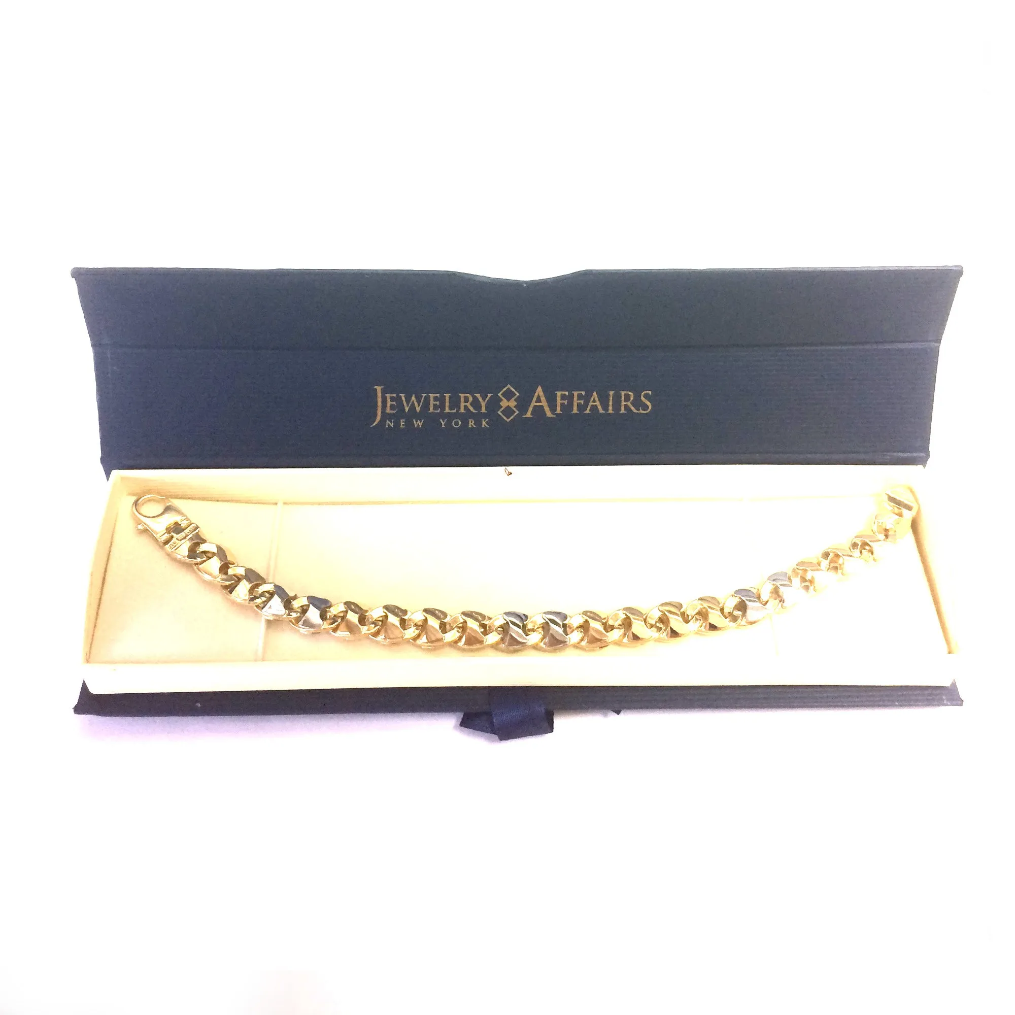 14k Yellow And White Gold Mariner Link Mens Bracelet, 8.5"