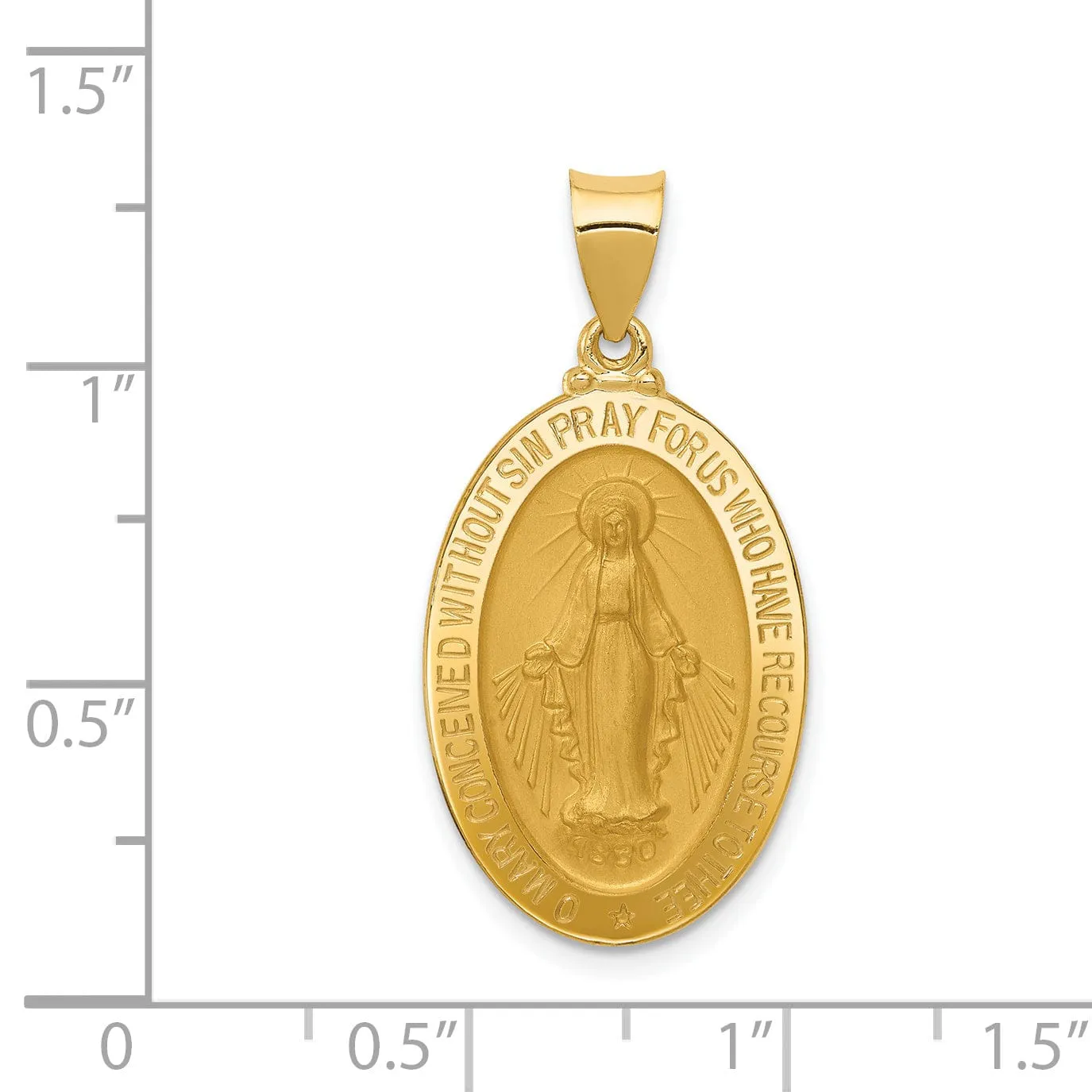 14k Yellow Gold Miraculous Medal Oval Pendant