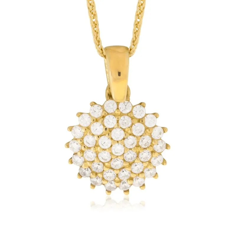 14K Yellow Gold Multistone White CZ Pendant