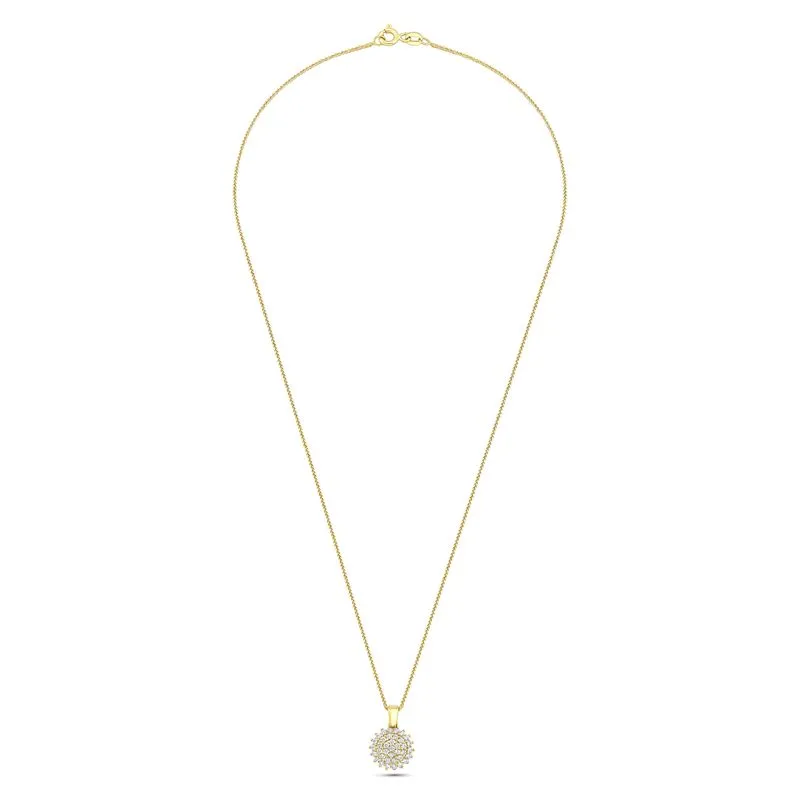 14K Yellow Gold Multistone White CZ Pendant