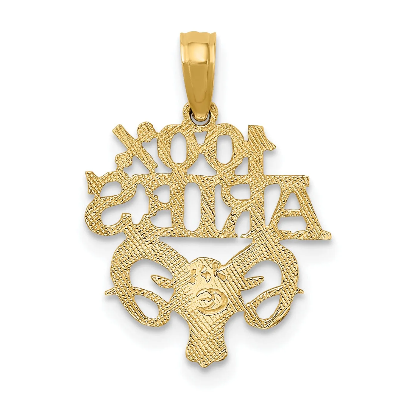 14K Yellow Gold Polished Textured Finish 100% Zodiac ARIES Charm Pendant