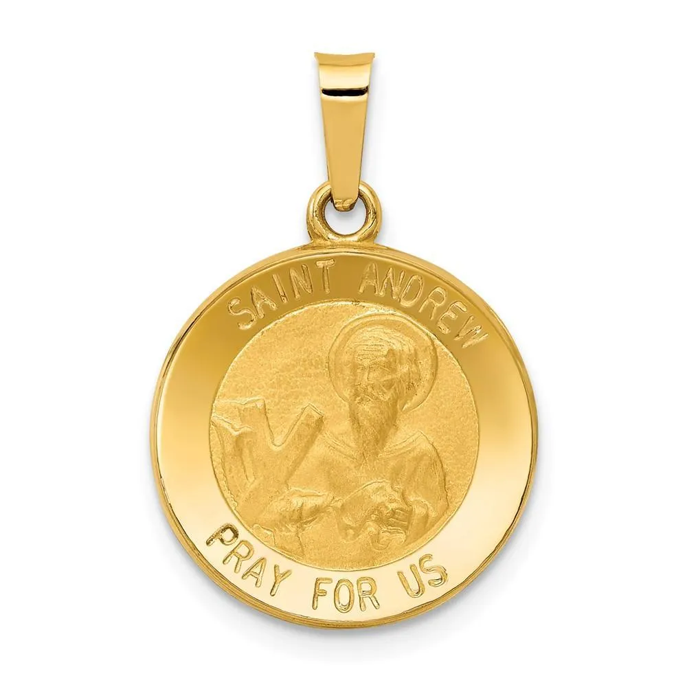 14k Yellow Gold Saint Andrew Medal Pendant