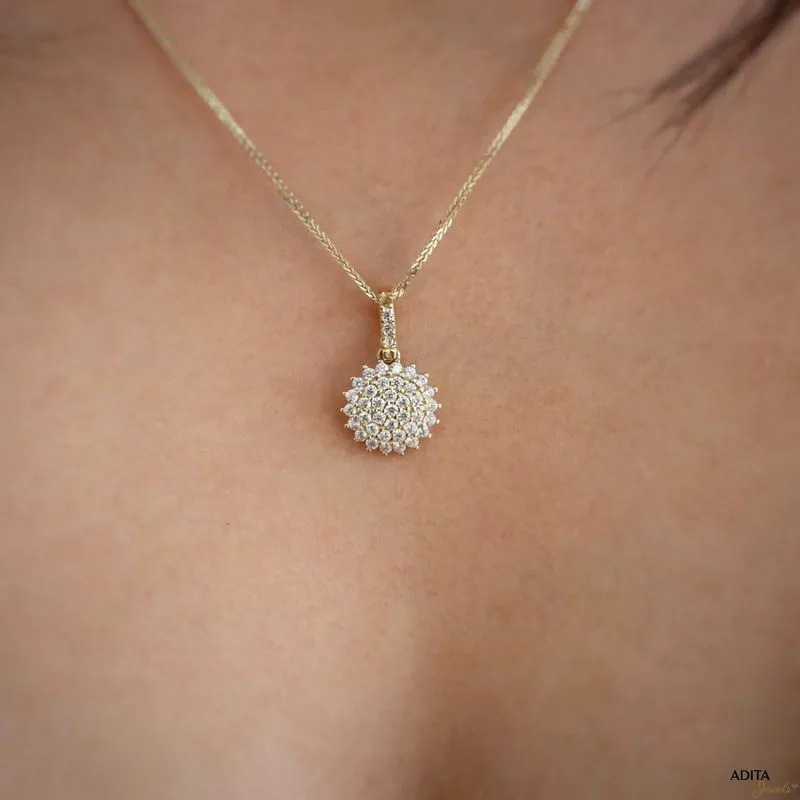 14K Yellow Gold White CZ Necklace