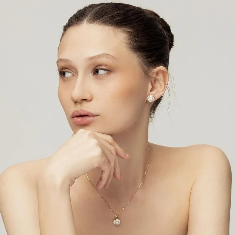 14K Yellow Gold White CZ Necklace