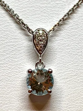 14kt White Gold Aquamarine and Diamond Pendant