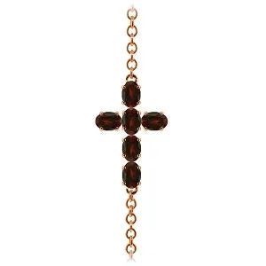 1.7 Carat 14K Solid Rose Gold Cross Bracelet Natural Garnet