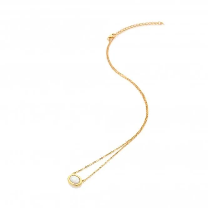 18ct Gold Plated Sterling Silver Oval Mother of Pearl Necklace DN200