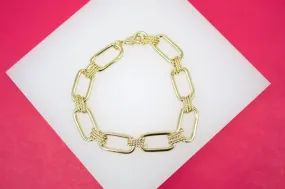 18K Gold Filled 5mm Paper Clip Chain Bracelet (I360)