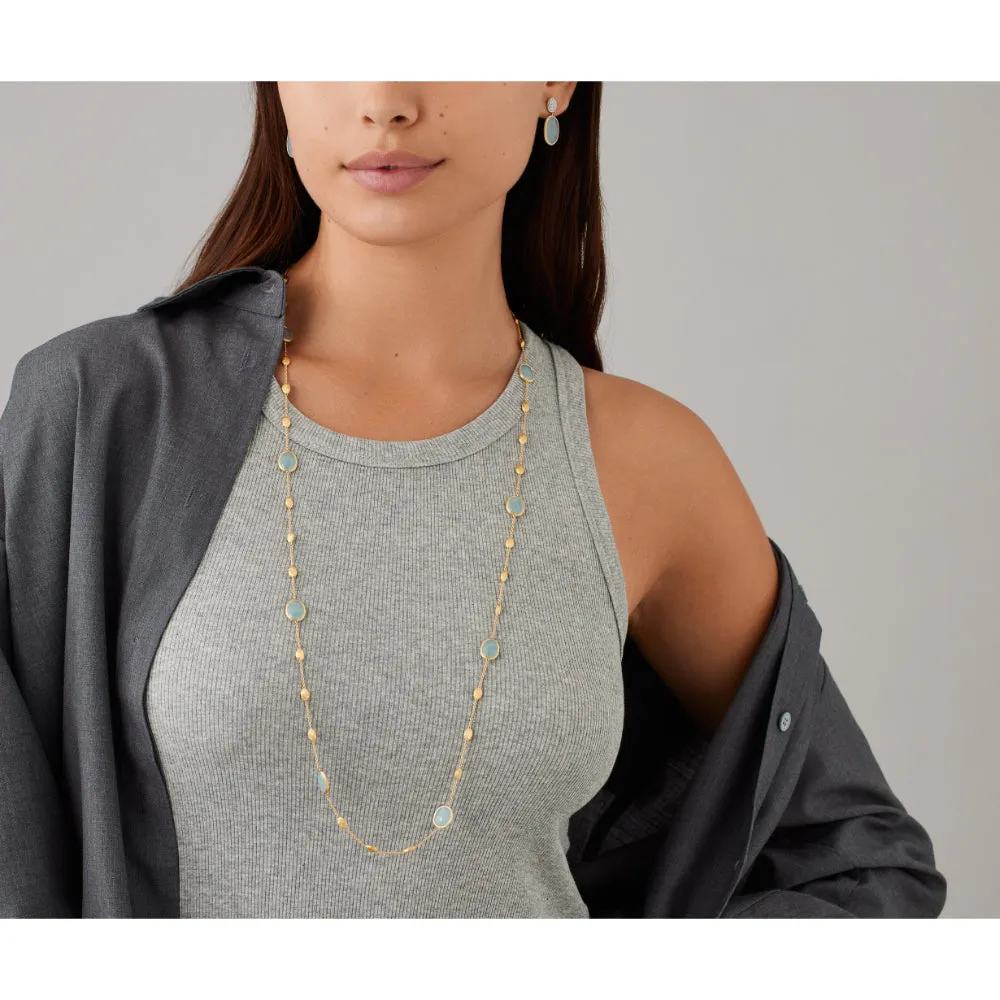 18K Gold Siviglia Aquamarine Long Necklace