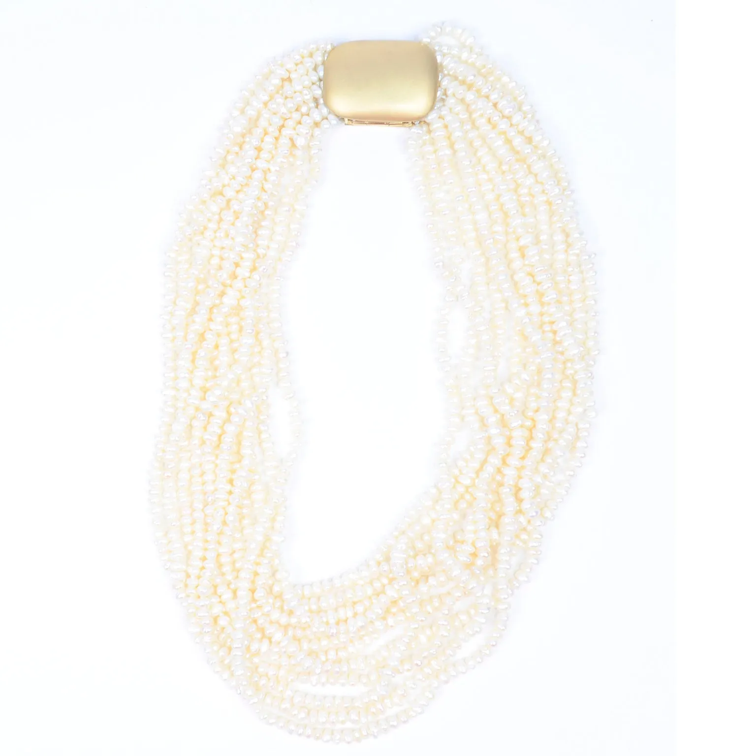 18k Gold Vintage Multi Strand Torsade Style Pearl Necklace