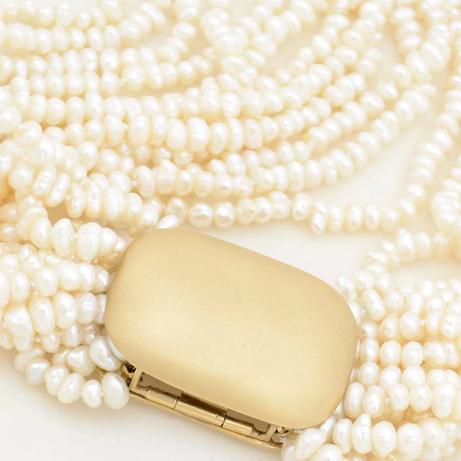 18k Gold Vintage Multi Strand Torsade Style Pearl Necklace