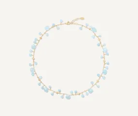 18K Yellow Gold Single-Strand Aquamarine Necklace