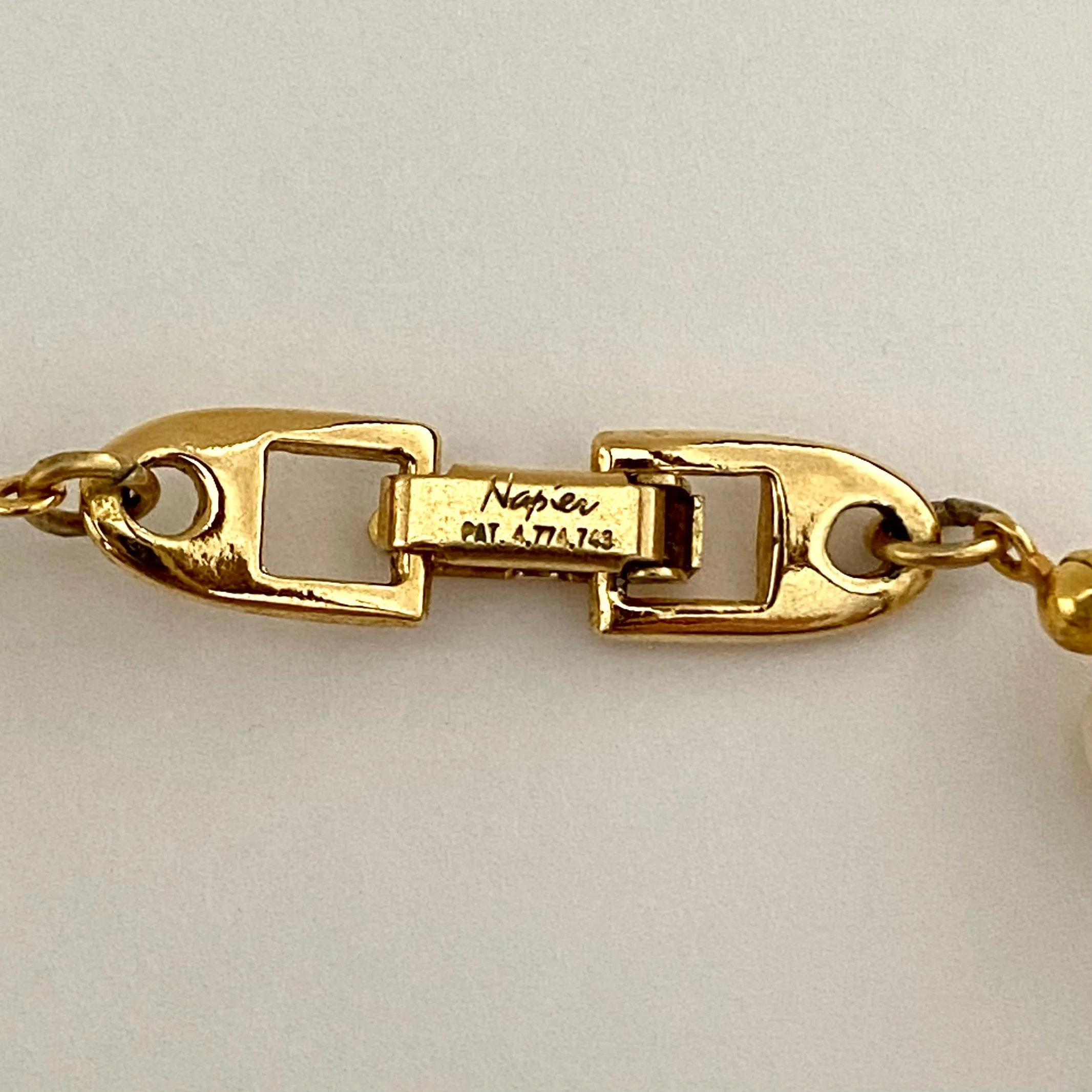1980s Napier Pearl & Gold Necklace