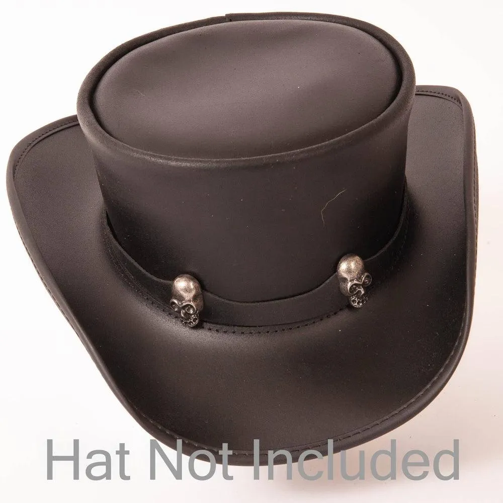 2 Skull | Black Leather Hat Band