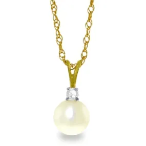 2.05 Carat 14K Solid Yellow Gold Nourish Pearl Diamond Necklace