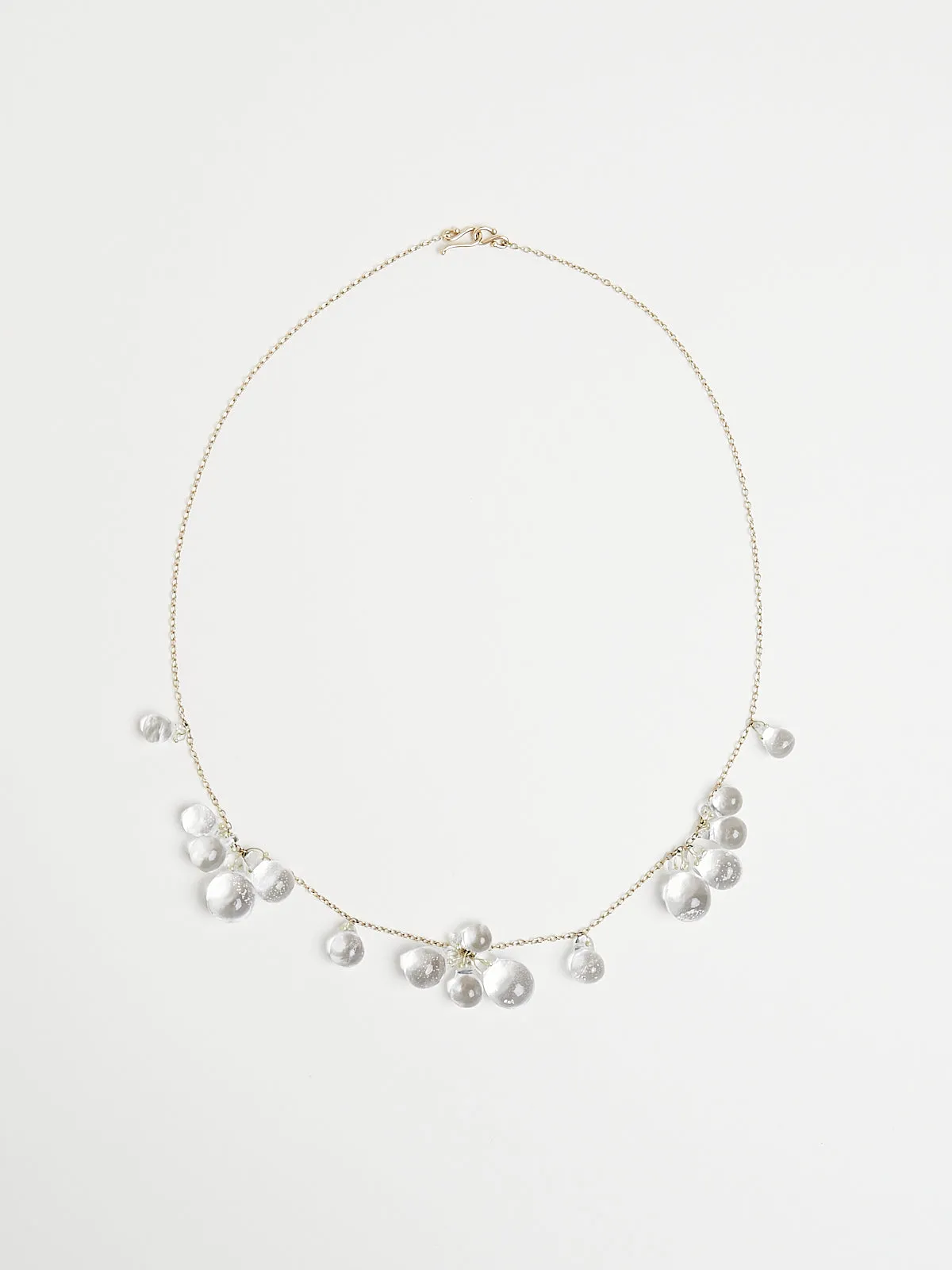 22" Multi Cluster Hand Cut Crystal "Bubble" Necklace on 18k Yellow Gold