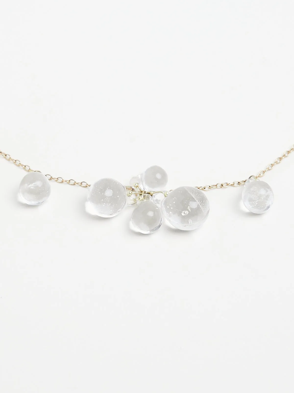 22" Multi Cluster Hand Cut Crystal "Bubble" Necklace on 18k Yellow Gold