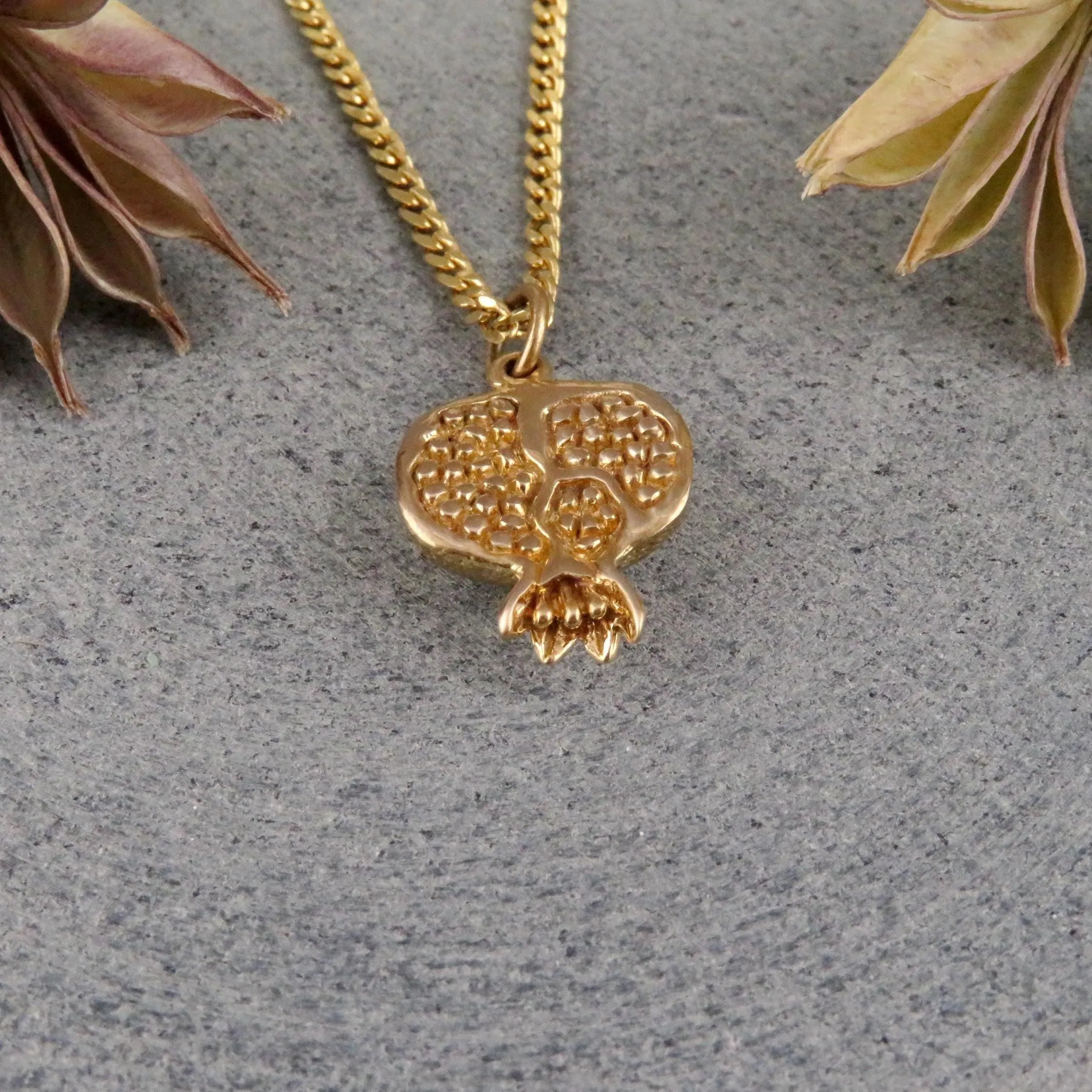 3D Pomegranate Necklace - Gold