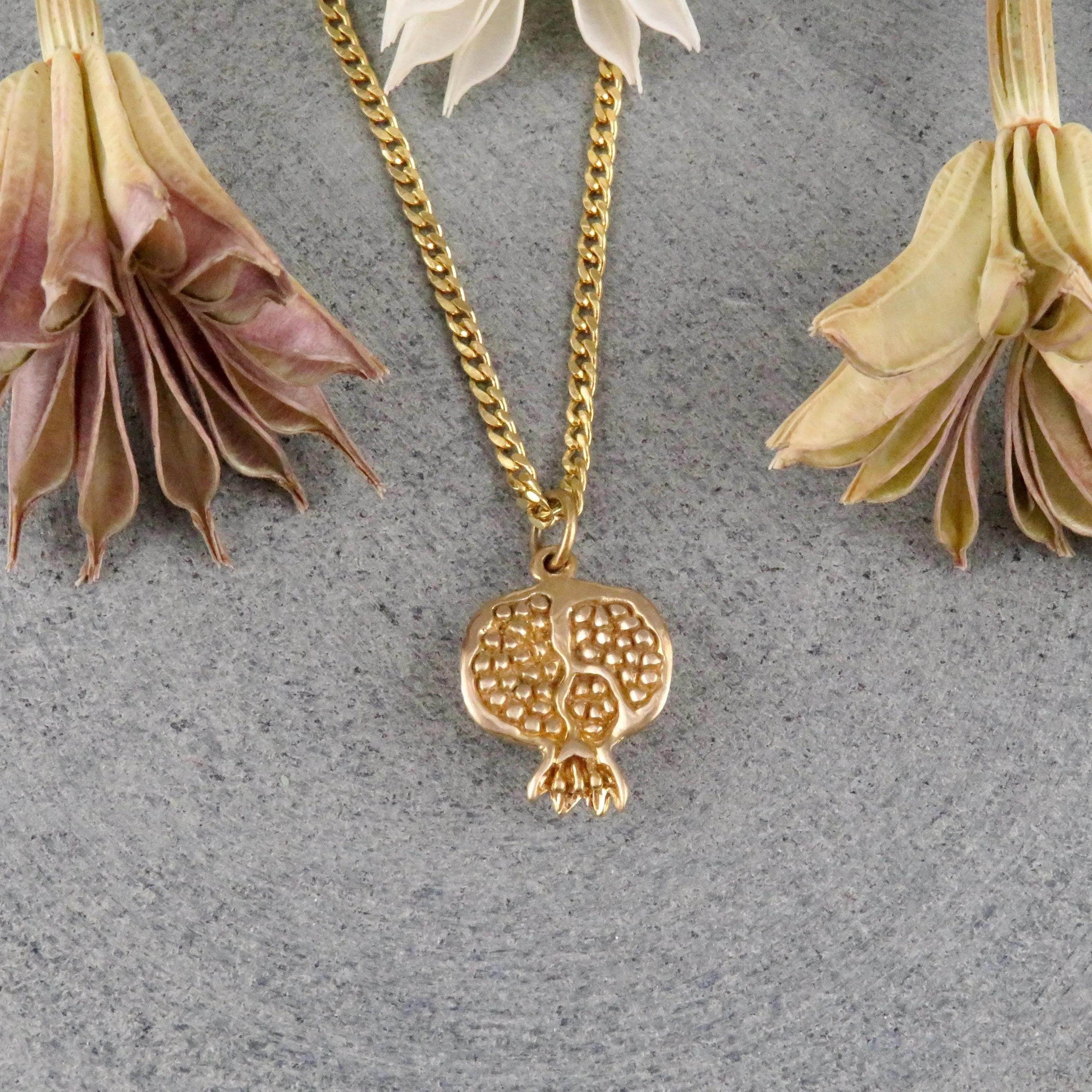3D Pomegranate Necklace - Gold