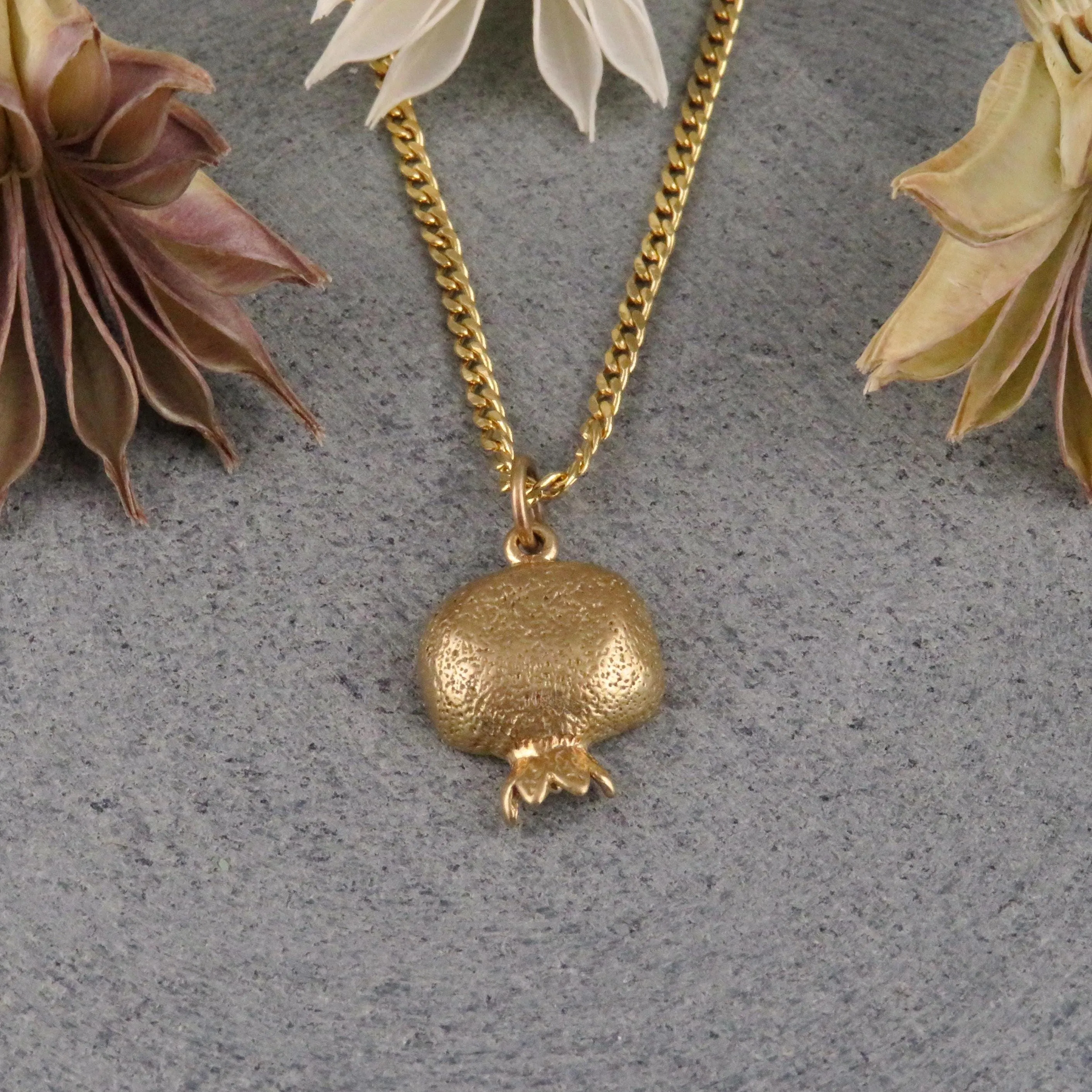 3D Pomegranate Necklace - Gold