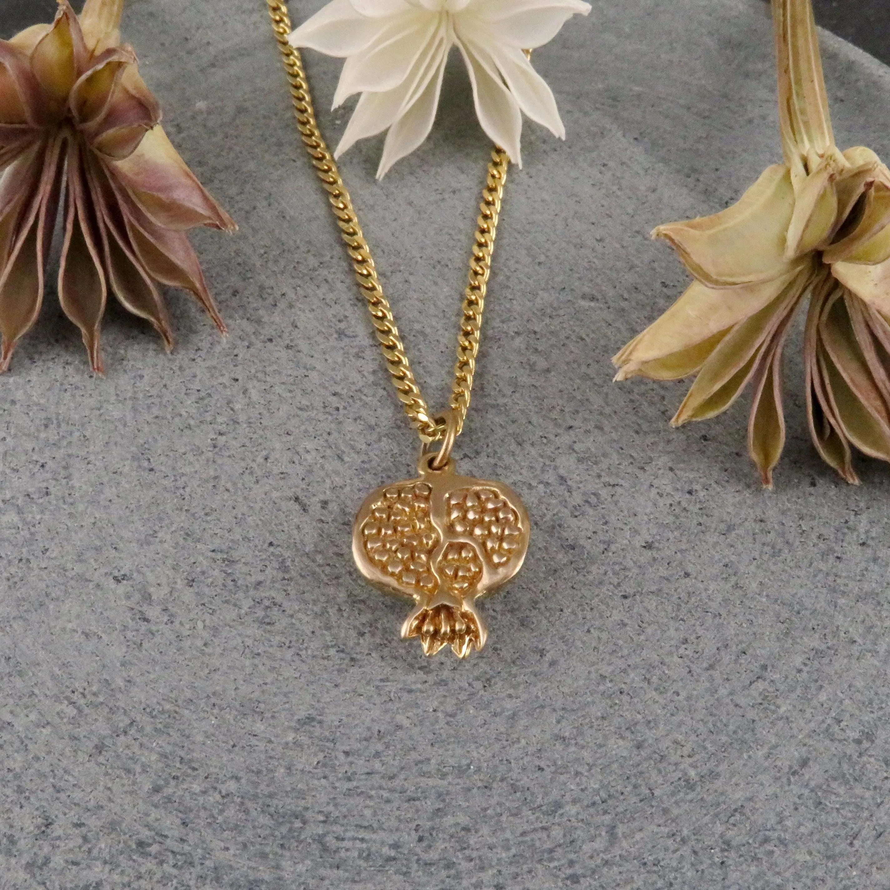 3D Pomegranate Necklace - Gold