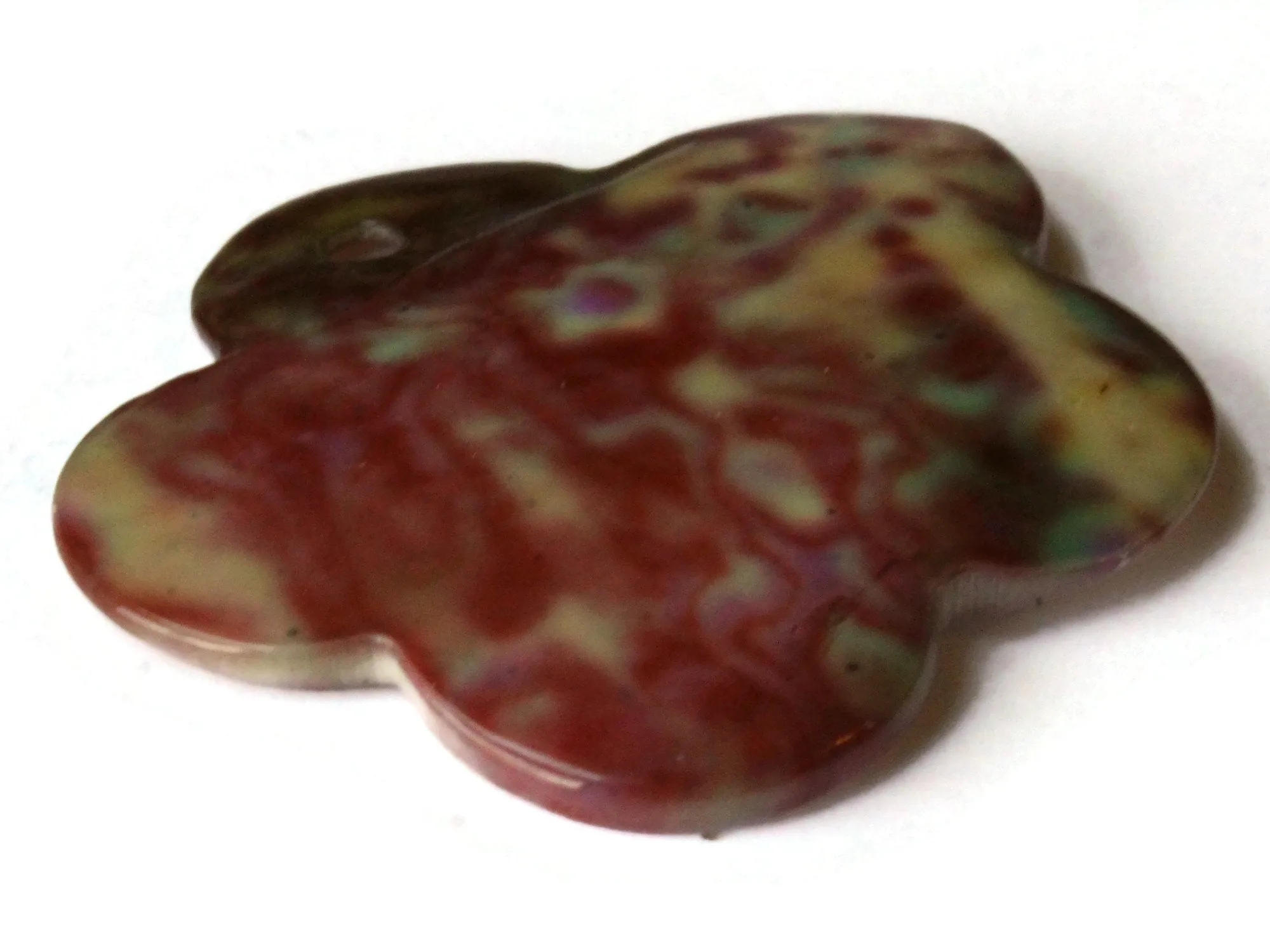 46mm Pink and Green Tie Dye Printed Flower Shell Pendant