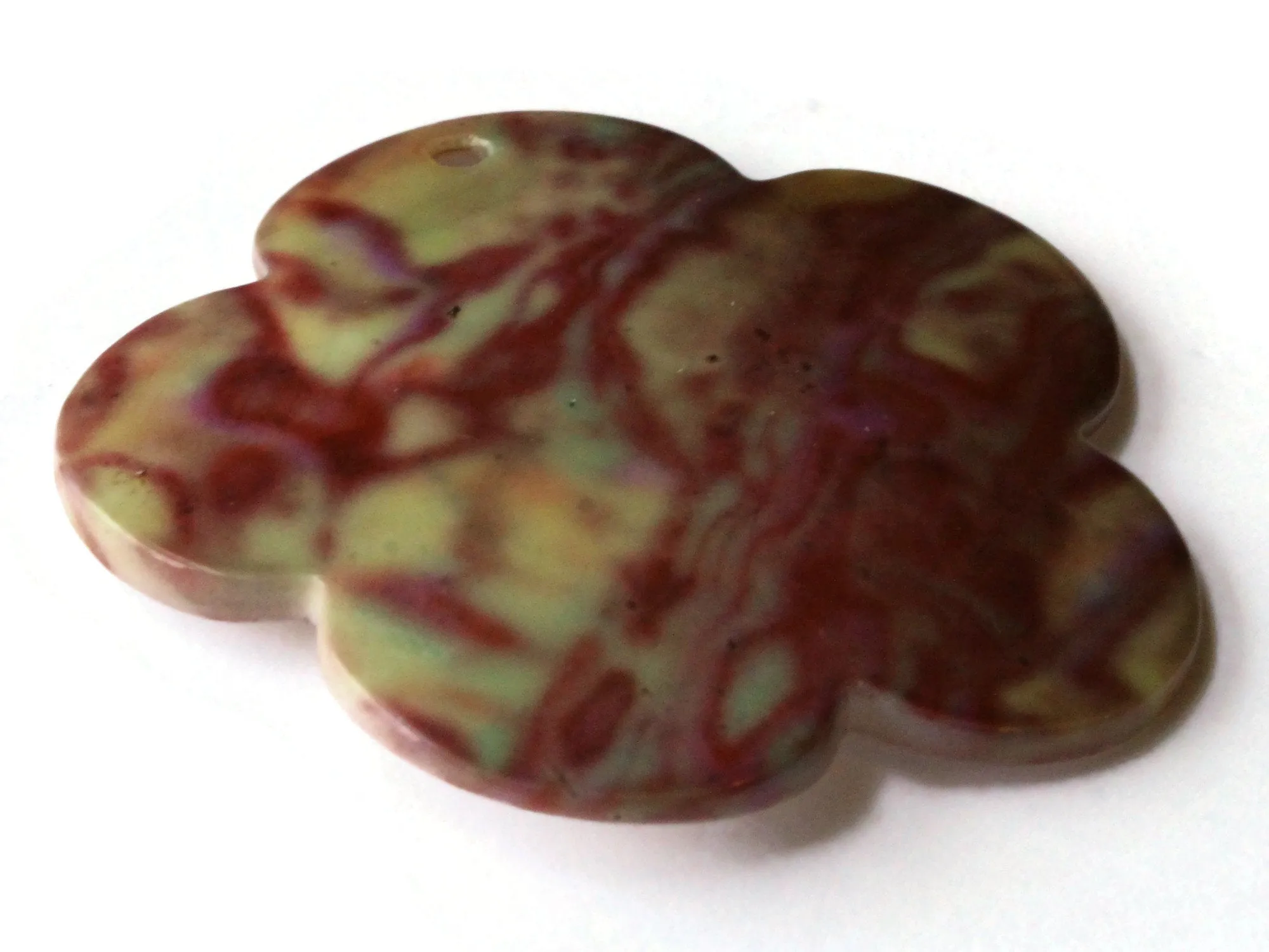 46mm Pink and Green Tie Dye Printed Flower Shell Pendant