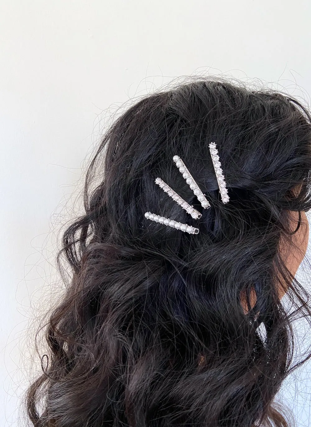 4pc Pearl   Gem Hair Clip Set