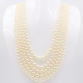 5 Stranded Swarovski Pearl Necklace Layered Necklace Beaded Necklace 4-10mm SKU: 6143341