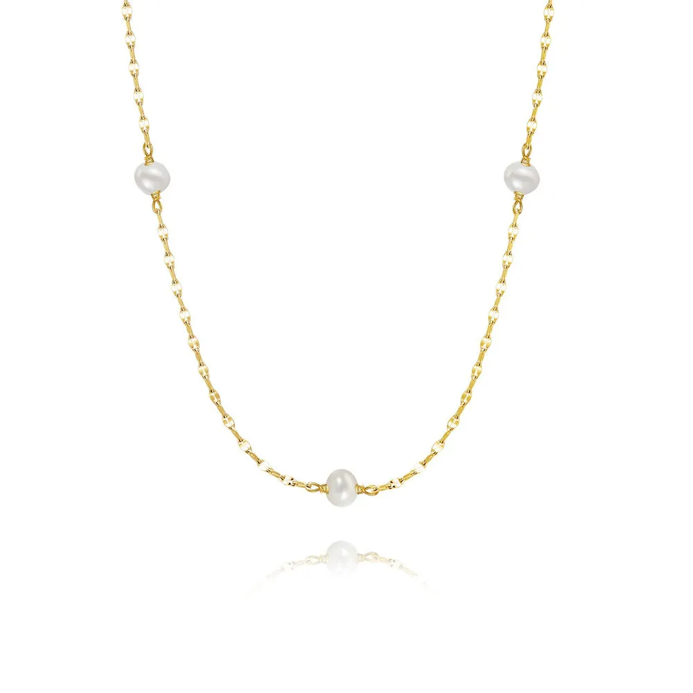 925 Silver Lip Chain Pearl Necklace