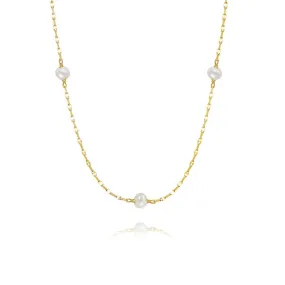 925 Silver Lip Chain Pearl Necklace