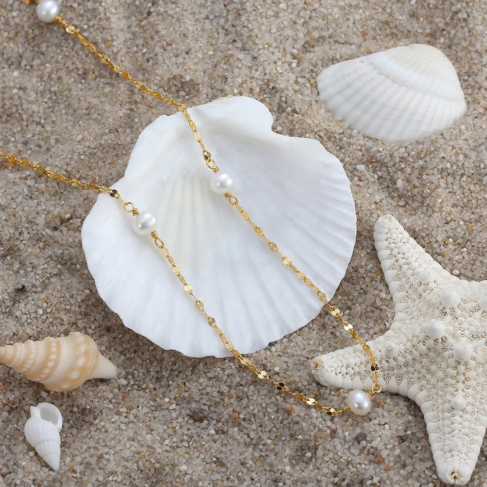 925 Silver Lip Chain Pearl Necklace