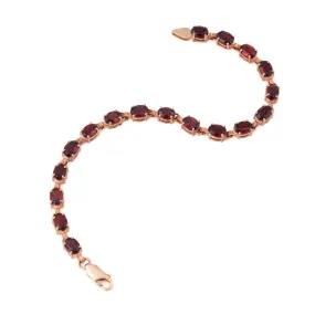 9ct Solid Rose Gold Garnet Bracelet