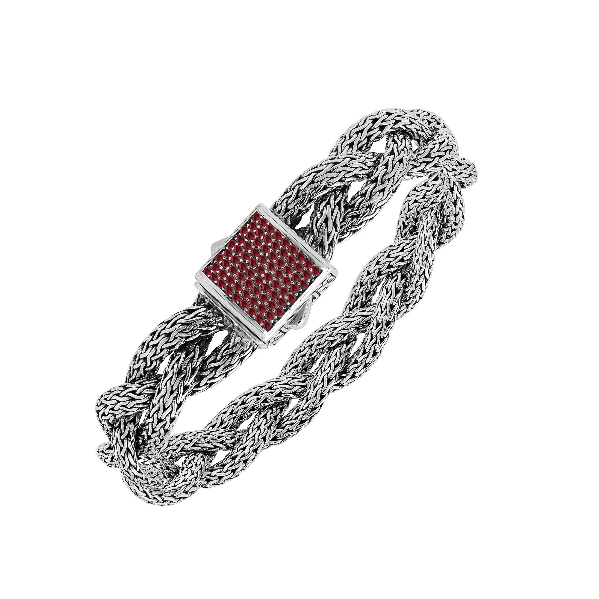 AB-1157-GA Sterling Silver Bracelet With Garnet Q.