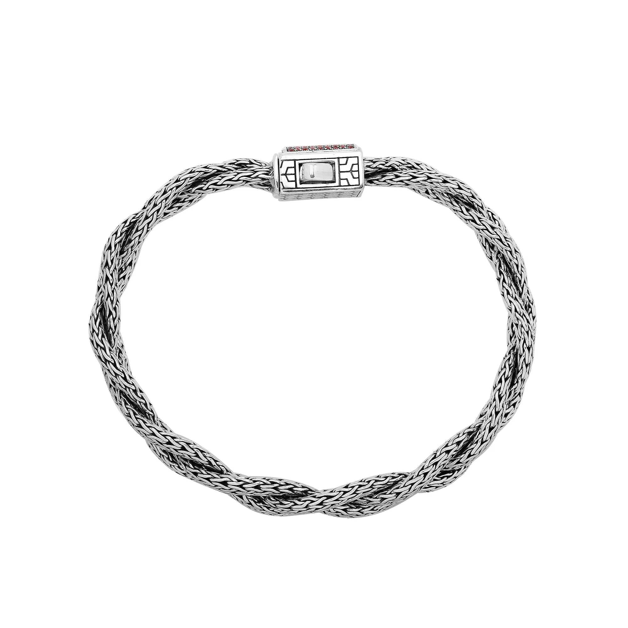 AB-1157-GA Sterling Silver Bracelet With Garnet Q.