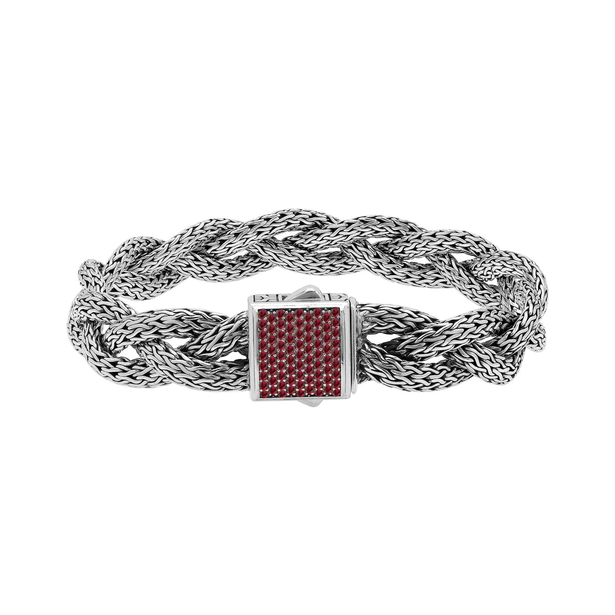AB-1157-GA Sterling Silver Bracelet With Garnet Q.