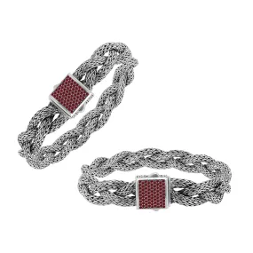 AB-1157-GA Sterling Silver Bracelet With Garnet Q.