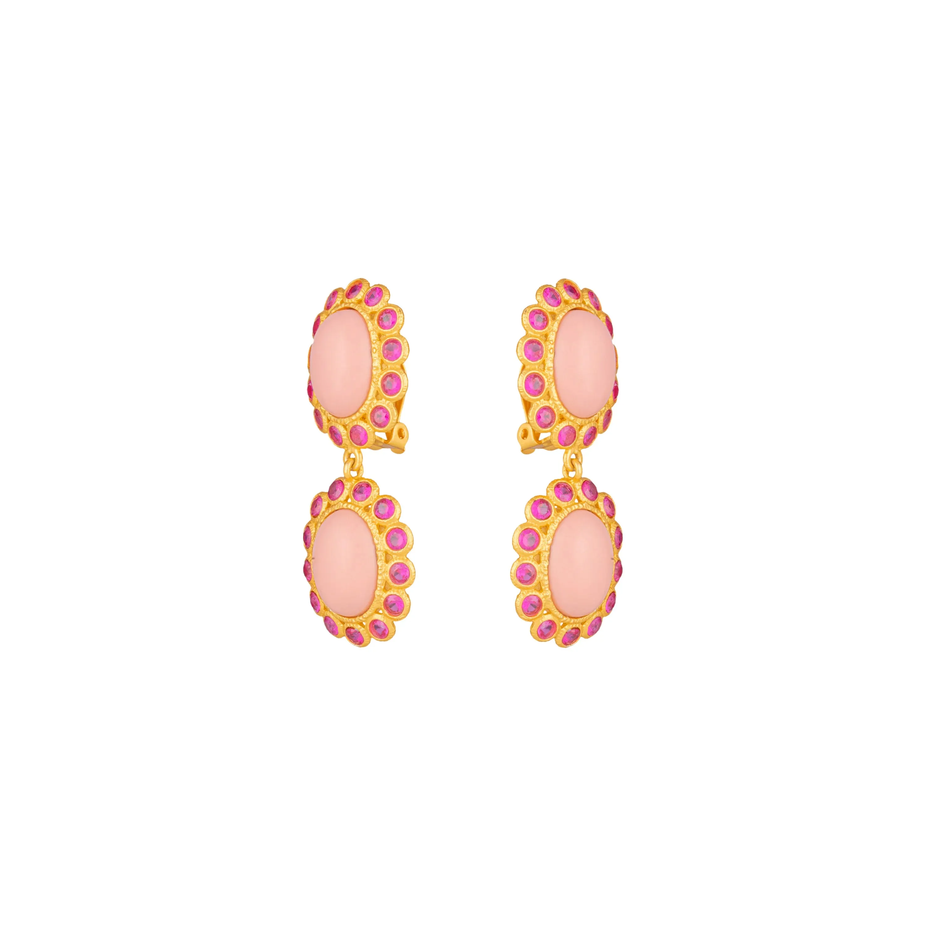 Ada Pink Coral and Pink Crystal Earrings